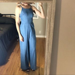 Bebe Chambray Jumpsuit - Size Small